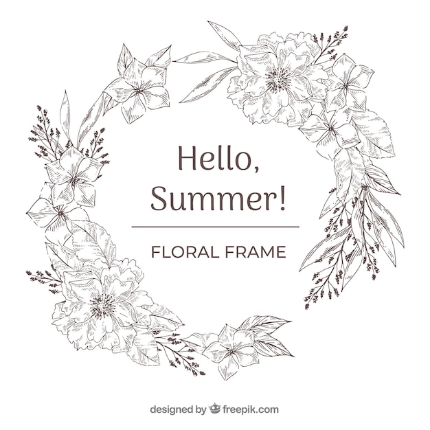 Floral frame in hand drawn style