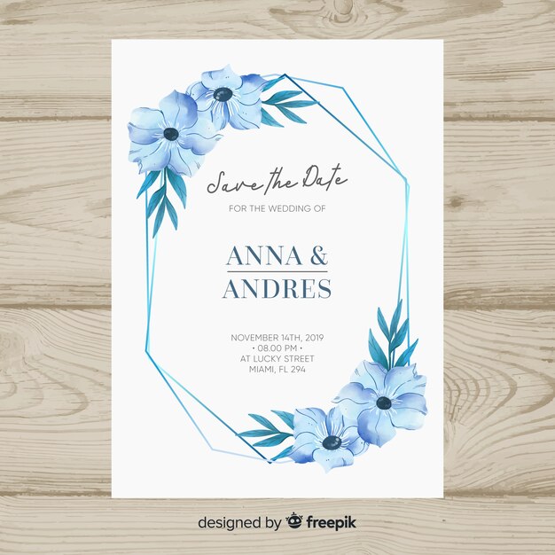 Floral frame invitation card template