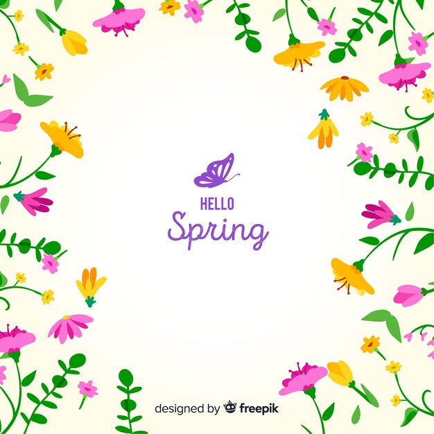 Floral frame spring background