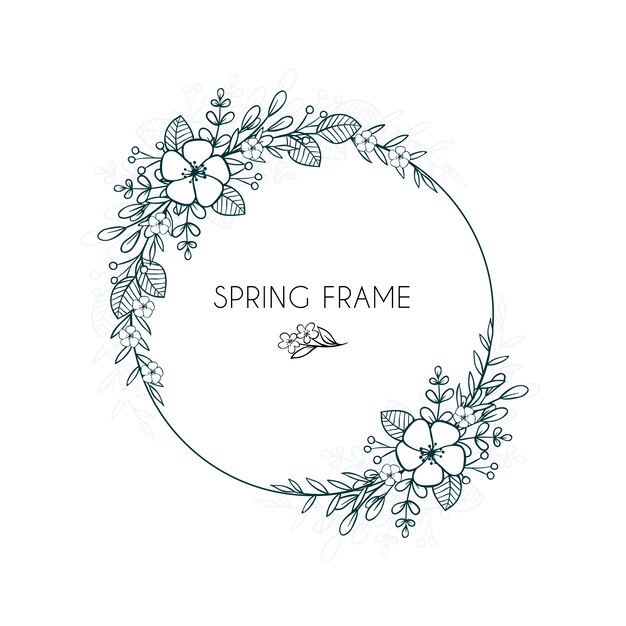 Floral frame for spring hand drawn