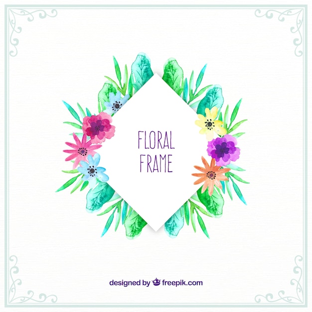 Free Vector floral frame in watercolor style