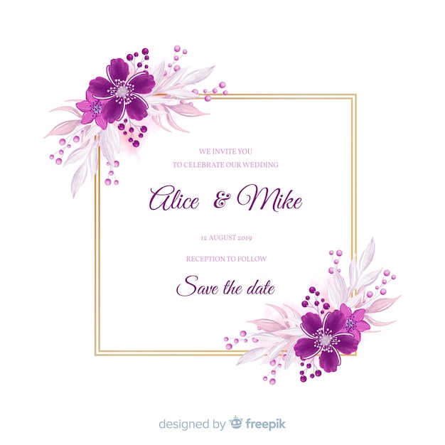 Floral frame wedding invitation card