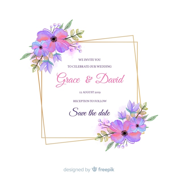 Floral frame wedding invitation card