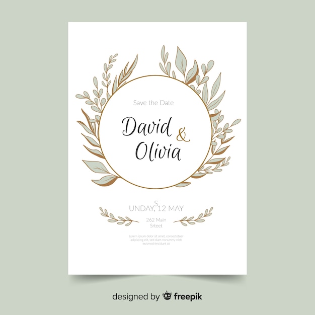 Floral frame wedding invitation template