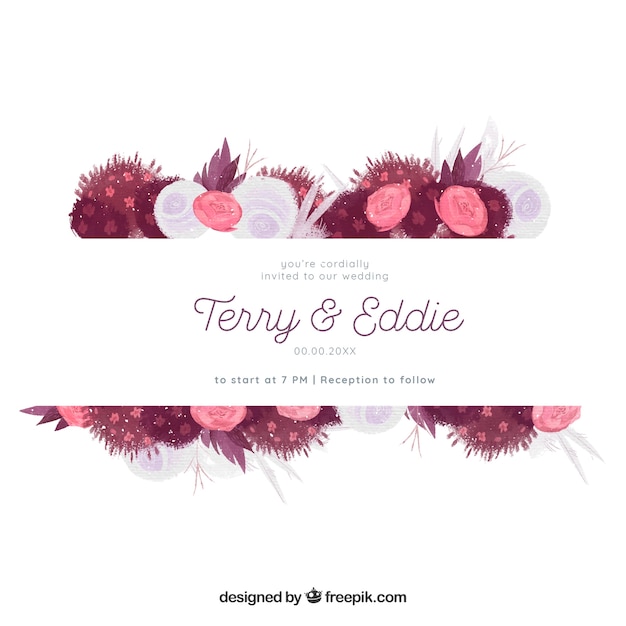 Floral frame wedding invitation template