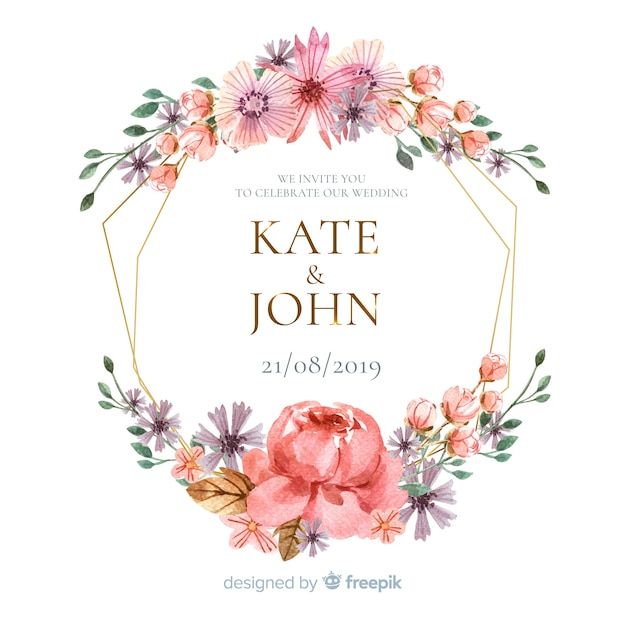 Floral frame wedding invitation template