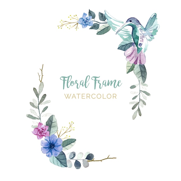 Free vector floral frame with birds