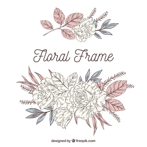 Free Vector floral frame with different type of flowers