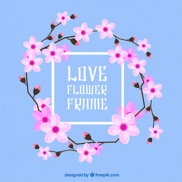 Free Vector floral frame with pink flowers