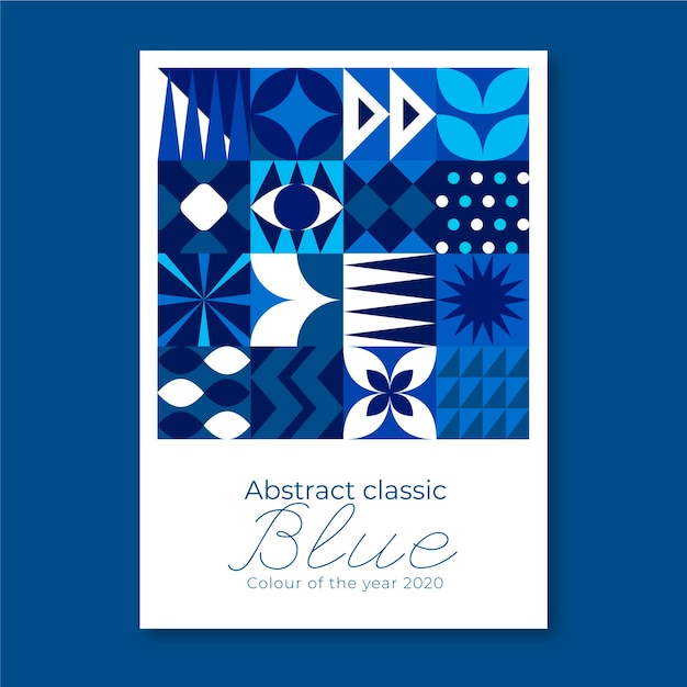 Free Vector floral geometric classic blue shapes flyer