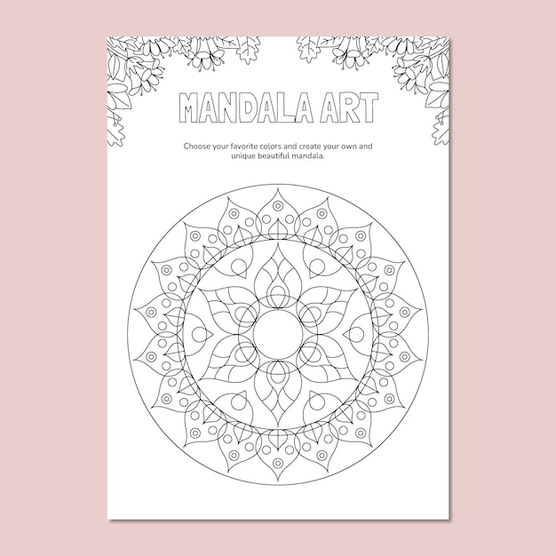 Free vector floral geometric mandala coloring nature worksheet