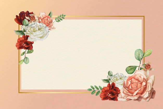 Floral gold frame on pale orange background vector