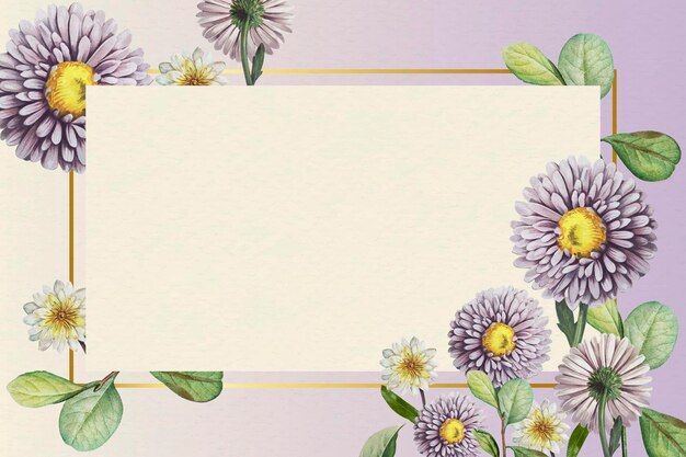 Free Vector floral gold frame on purple background