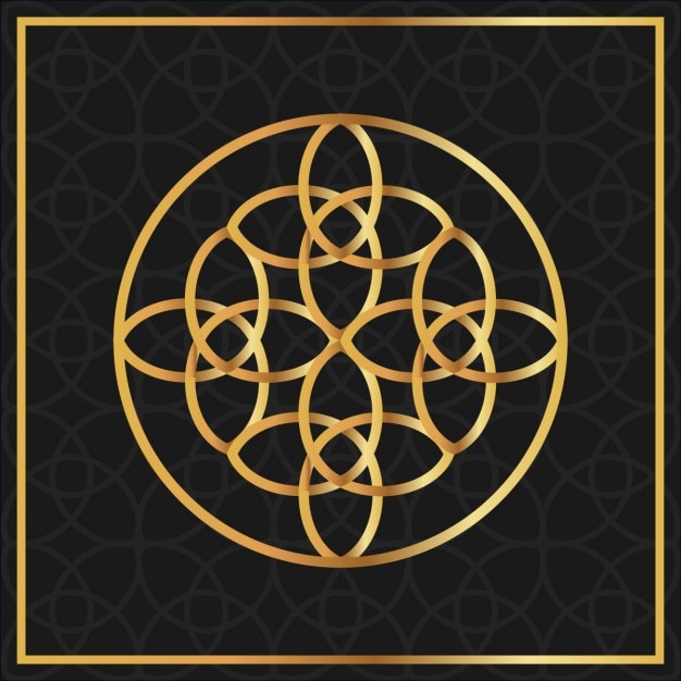 Free Vector floral gold symbol on a black background