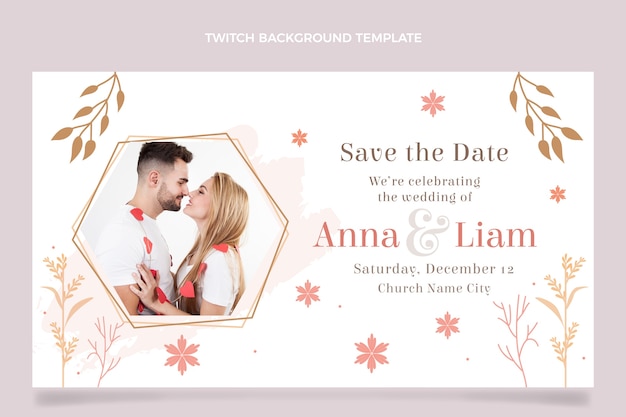 Floral hand drawn wedding twitch background