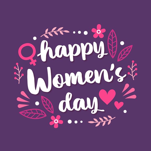 Floral happy women's day lettering