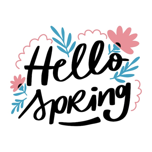 Floral hello spring lettering