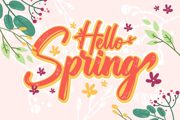 Floral hello spring lettering