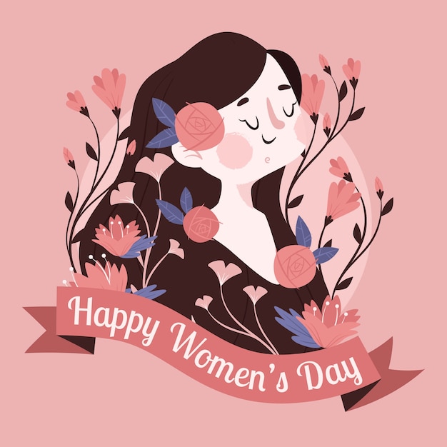 Floral illustration for women's day with lettering