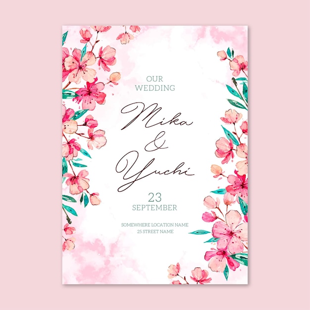 Floral japanese wedding invitation template