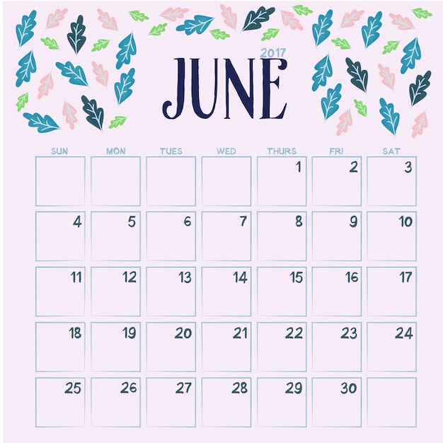 Floral june calendar design