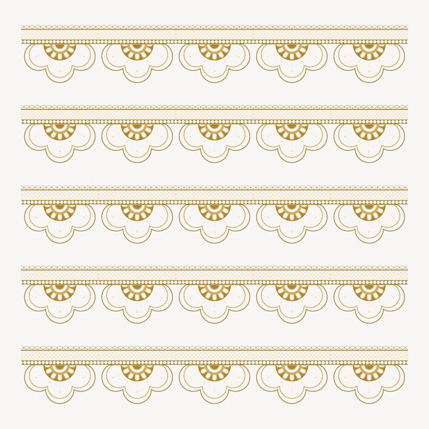 Free vector floral lace pattern brush, gold vintage fabric border vector, compatible with ai