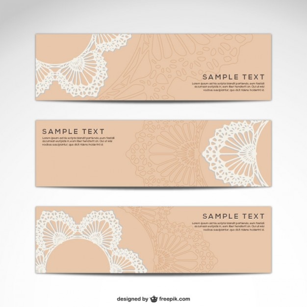 Free Vector floral lace retro baners set 