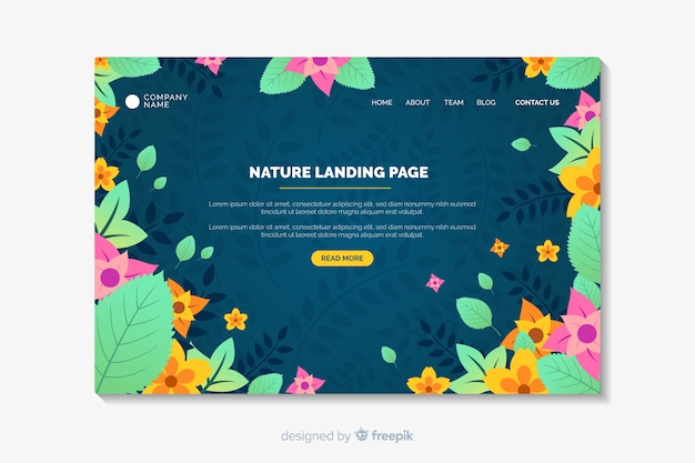 Free vector floral landing page flat style