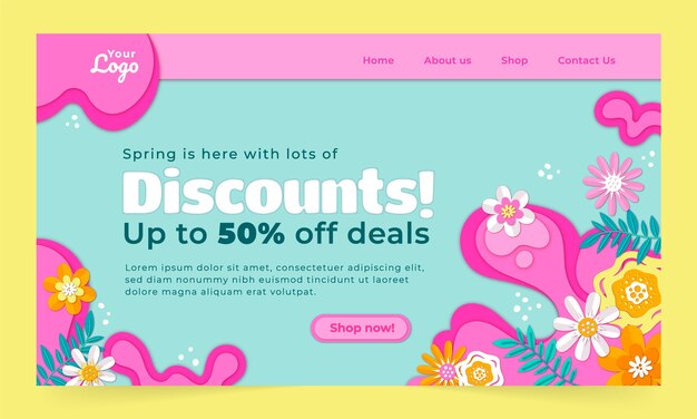 Floral landing page template for spring celebration