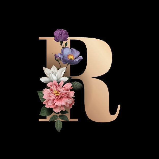 Floral letter R font