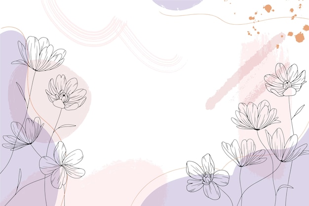 Floral line art flat design background