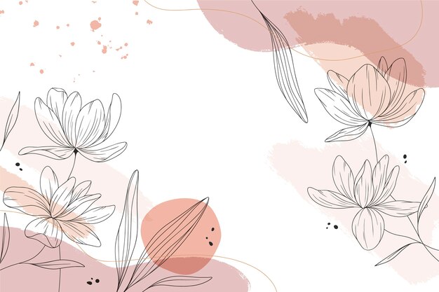 Floral line art flat design background