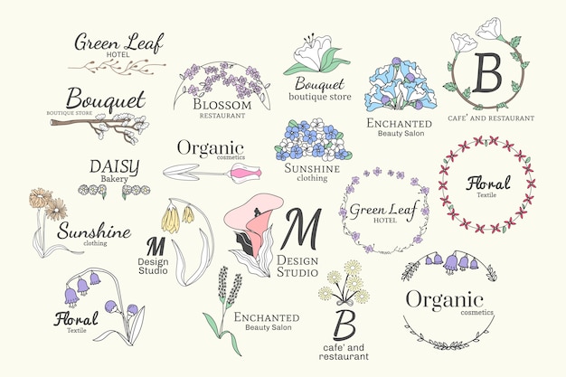 Free vector floral logo designs set