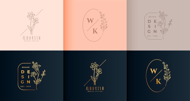 Free Vector floral logo monogram collection set