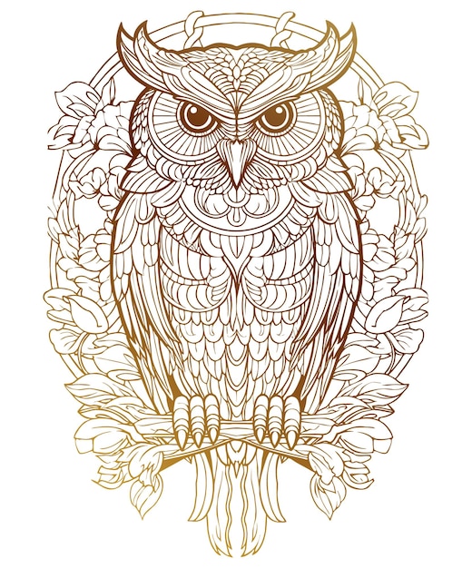 Free Vector floral mandala owl outline design