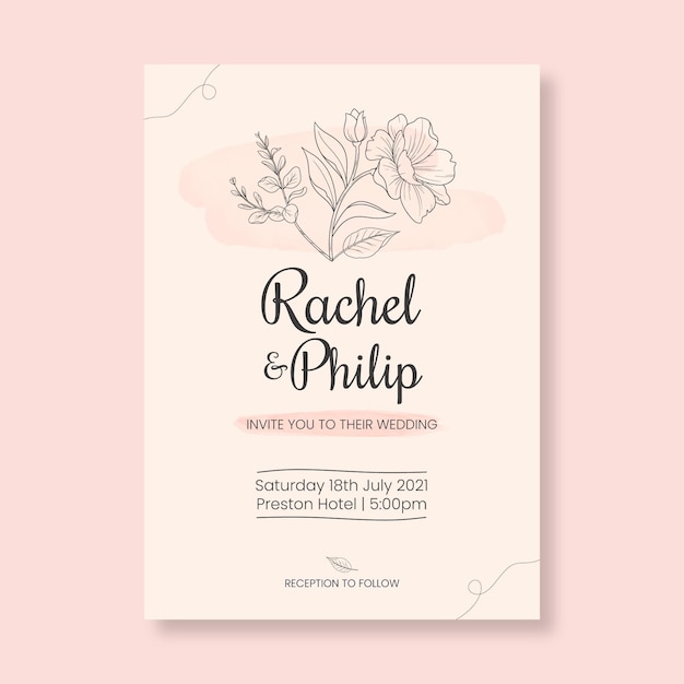 Floral minimalist wedding card