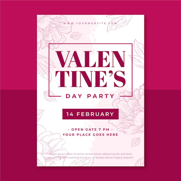 Floral monocolor valentine's day poster