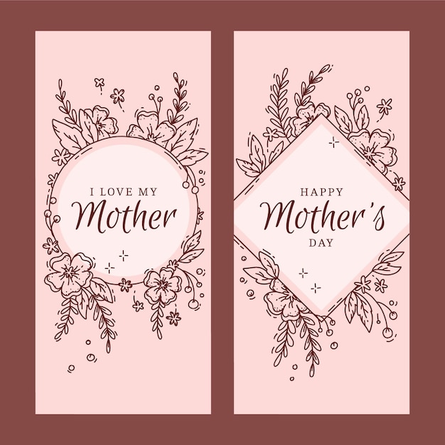 Free Vector floral mother's day banners set