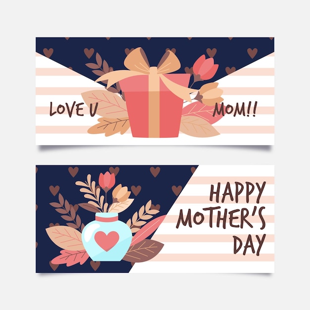 Free Vector floral mother's day banners set