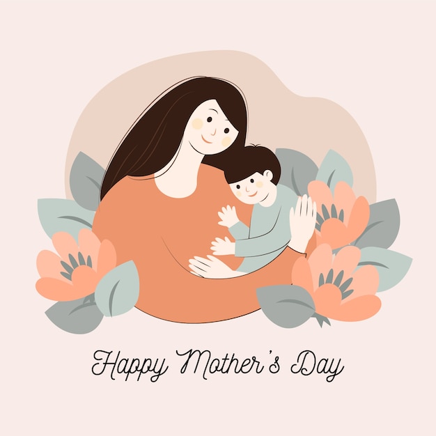 Floral mother's day with woman and child