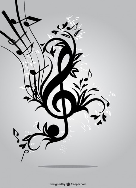 Floral music key vector