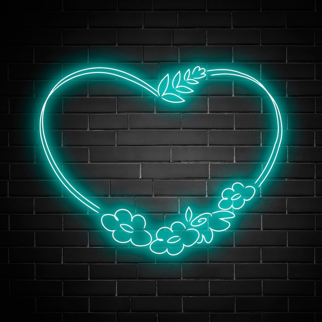 Free Vector floral neon effect frame vector design space