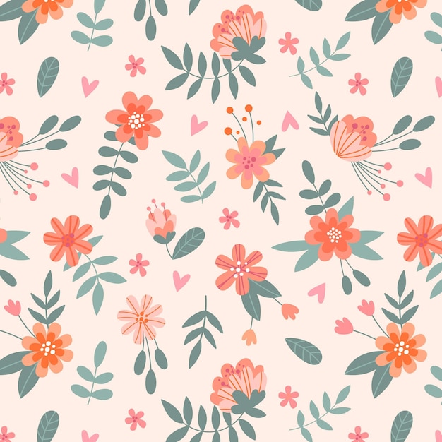 Floral pattern design in peach tones