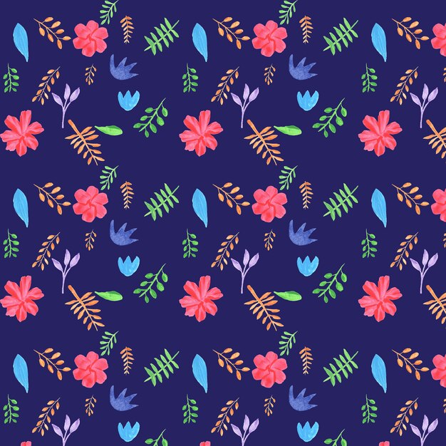 Floral pattern on purple background