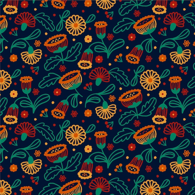 Floral pattern with leaves