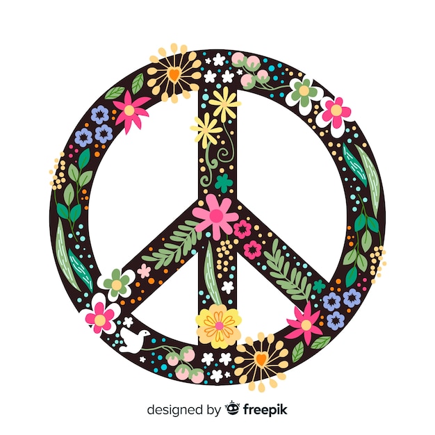 Floral peace sign background