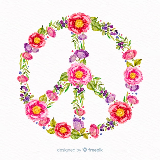 Free Vector floral peace sign background