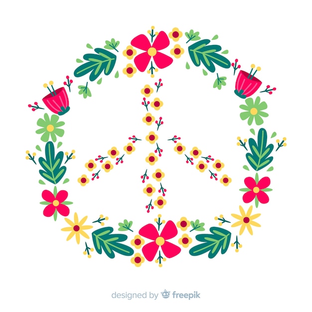 Free vector floral peace sign