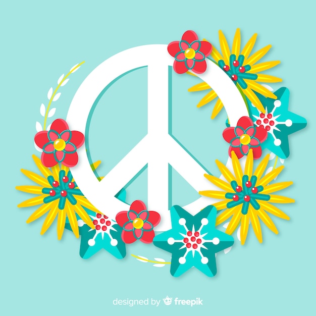 Free Vector floral peace sign