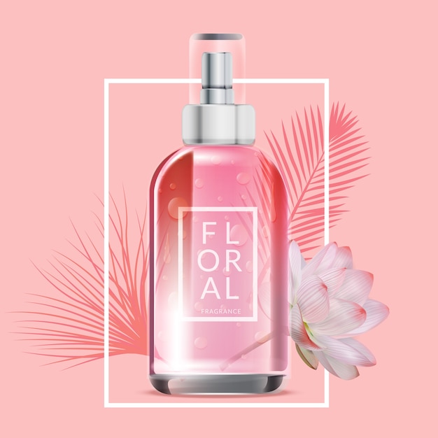 Free Vector floral perfume cosmetic ad